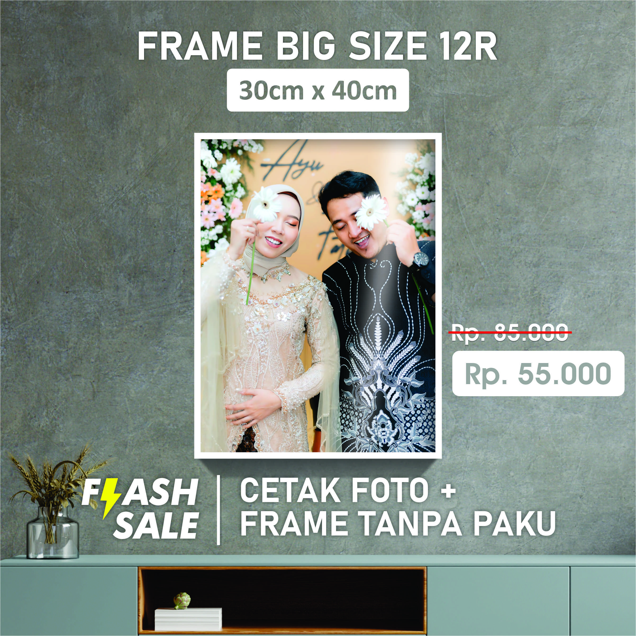 COD Cetak Foto Custom 12R + Bingkai Frame Pigura Fyp Dekorasi Dipasang di Dinding Kado Ulang Tahun Wisuda Pernikahan