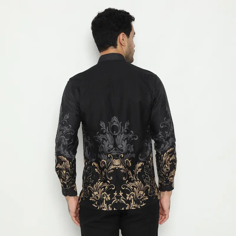 LUIGI RICCIO Kemeja Koko Batik Pria Leaf Black Series Sampai 3XL Special Ramadhan 2025 2