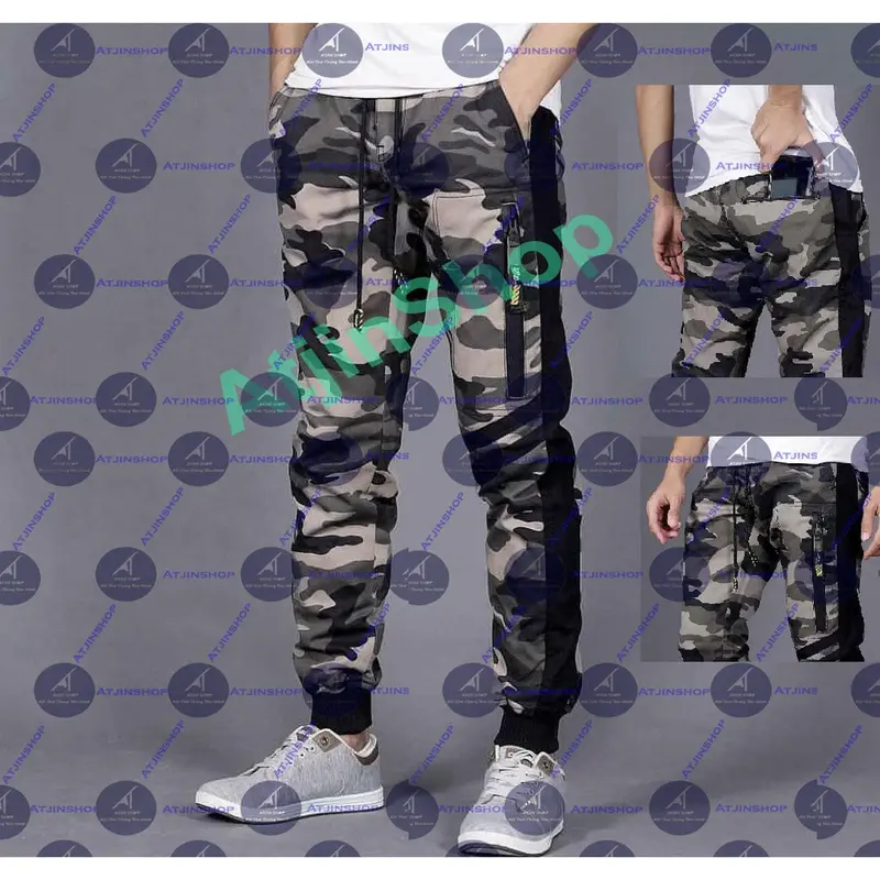 Atjin- Celana Joger Loreng Pria Dewasa Termurah Model Terbaru Tactical Army Commando Katun 3