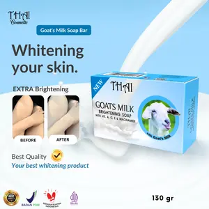 Thai Goats Milk Brightening Soap Bar 130gr - Sabun Batang Susu Kambing Pemutih & Pencerah Kulit
