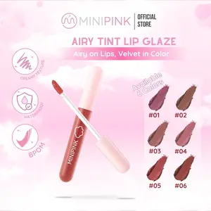MINIPINK Airy Tint Lip Glaze Matte Velvet Liquid Lipstick Bibir Gloss Pewarna Long Wearing Transferproof MP043