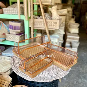 Tudung Saji Bambu 1 set 3 pcs | Tudung Saji Bambu Kotak | Tudung Saji Natural | Wadah Makanan Tudung Saji Bambu