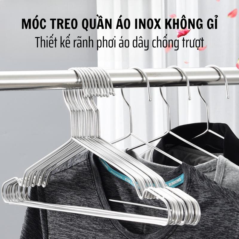 Móc Treo Quần Áo Size 42cm INOX 304 Loại Dày Móc Phơi Quần Áo Người Lớn Kích…