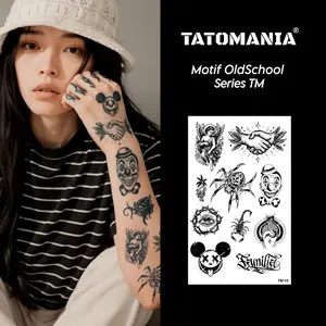 TM-Stiker tato temporer semi permanen anti air motif seri Old School Uk 11x18 cm