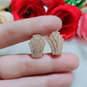 perhiasan wanita anting jepit permata mewah titanium terbaru anti karat dan luntur