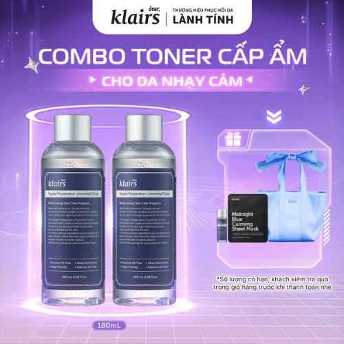ĐQ Combo 2 Nước hoa hồng Dear Klairs Supple Preparation Unscented Toner 180ml