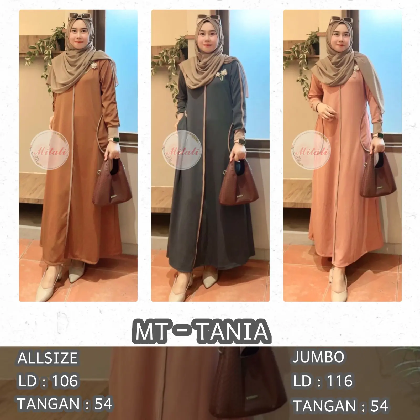 D - Tania Gamis Strip Kombinasi Elegant Bahan Knit Osaka