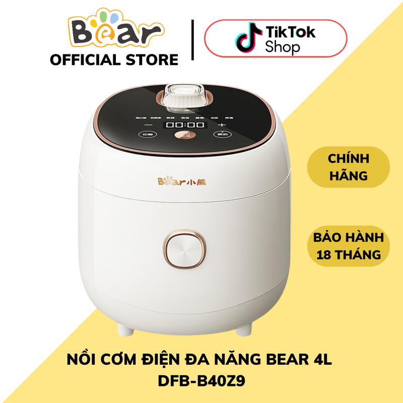 Nồi Cơm Điện Đa Năng Bear B40Z9, Dung Tích 4L,Công Suất 800W, Hỗ Trợ Nấu Cơm, Nấu Ăn, Nấu Cháo, Cơm Gạo Lức Lòng Nồi Chống Dính Giữ Nhiệt Tốt, Nấu Cơm Chín Nhanh, Bảo Hành 18 Tháng (Bản Nội Địa-Tặng Decal TV)