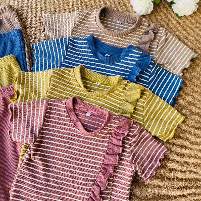 Setelan Anak Perempuan Yura Stripe Salur Snow White Knit 1-10 Tahun - Fashion Cewek Parsel Bayi 2