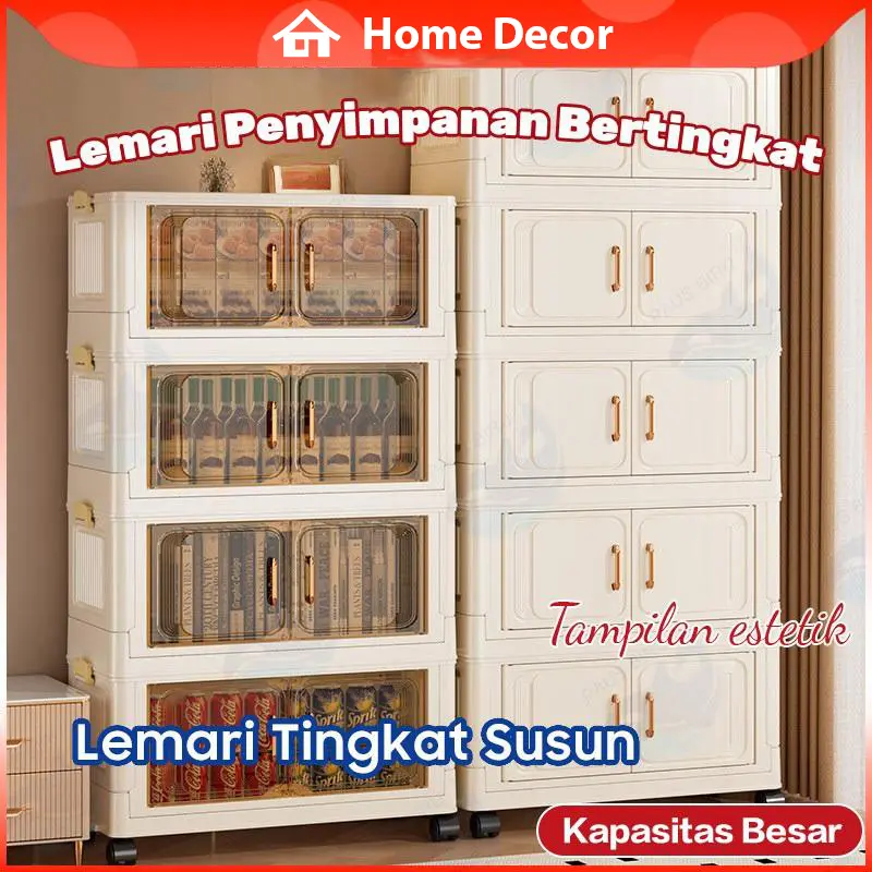 Home Decor - Lemari Plastik Susun Lipat 50CM – Kabinet Baju Minimalis Anti Debu Serbaguna