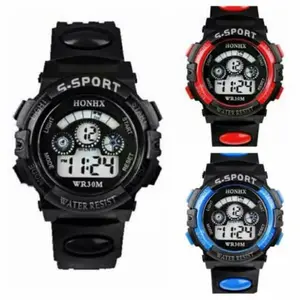 Lokstore Jam Tangan Digital Pria Wanita Anak Remaja JF038 Karet Rubber Sport Fashion LED Tahan Cipratan Air