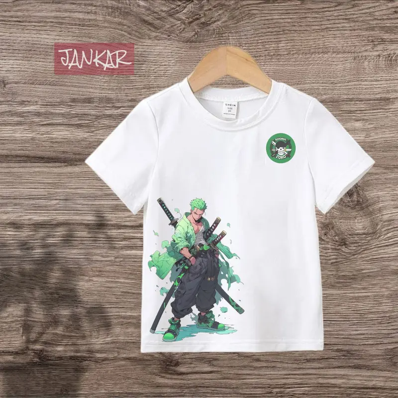 (BISA COD) KAOS ANAK KAOS DISTRO ANAK LENGAN PENDEK UNISEX LAKI PEREMPUAN MOTIF ZORO USIA 2-12TAHUN 1