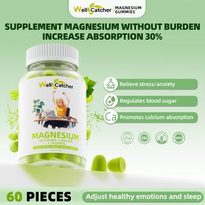 Wellcatcher-Magnesium Glycinate 1000mg Calms the mind, relieves stress, promotes restful sleep Supports heart, muscle, nerve health Naturally derived, provides multiple nutrients