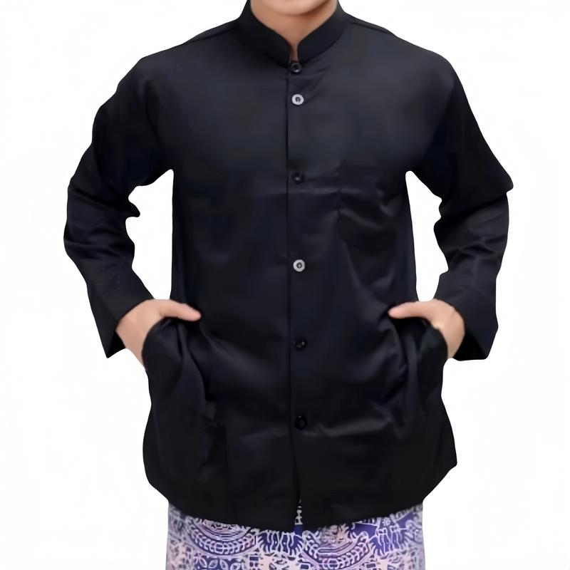 Product Introduction of ( JUMBO ) baju koko pria dewasa jumbo XXXL model ammu amu koko haibah habib habaib lengan panjang warna Putih Navy Cokelat Hitam baju muslim bahan Katun Nyaman Belah Samping 32