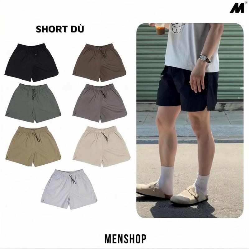 Menshopvn | Quần short Dù Gió Trơn Form Trên Gối Basic Unisex Nam Menswear ,Có túi