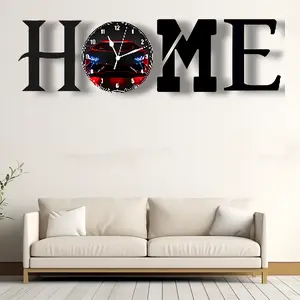 Jam dan Hiasan Dinding Modern Abjad HOME dengan Desain Elegan - jam dinding  aesthetic Mesin jam dinding