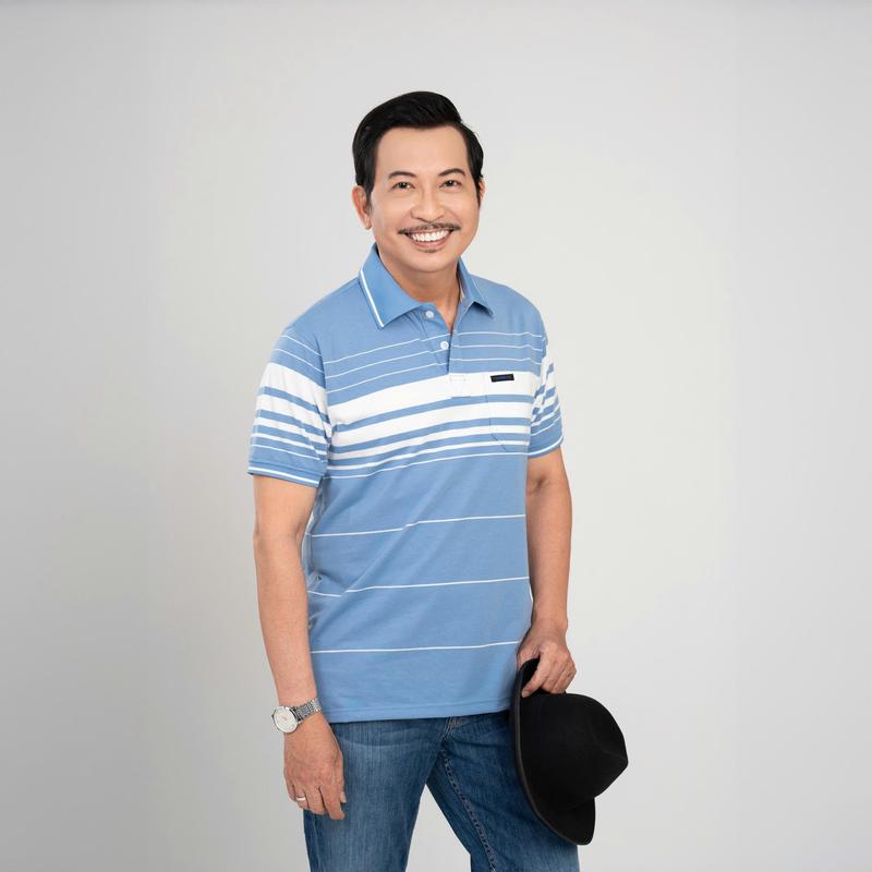 Áo thun nam sọc ngang trung niên có túi from rộng kiểu dáng sang trọng vải co giãn thoáng mát cả ngày