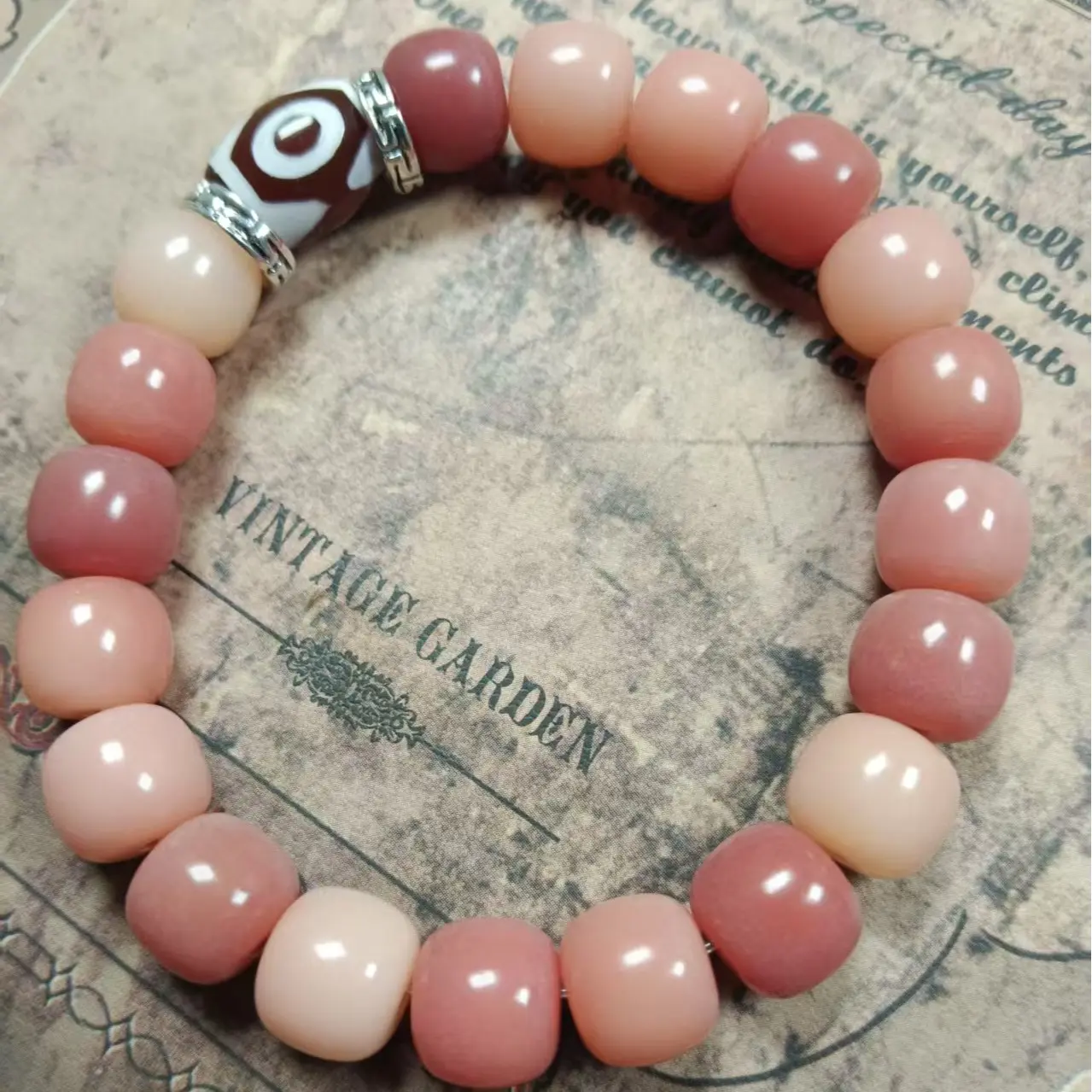 Peach pink bodhi bean bracelet around the finger soft bracelet play ins weathered old material Buddhist beads rosary men and women couples