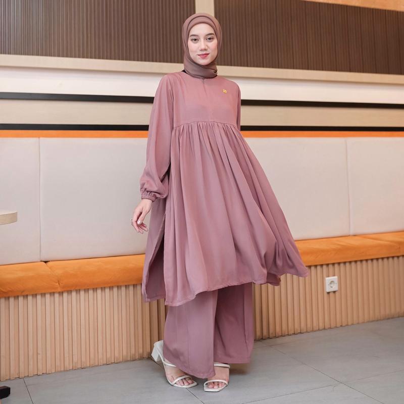 PROUDYHIJAB - Noora Setcel Setelan Celana Wanita Atasan Bawahan Busui Friendly 4