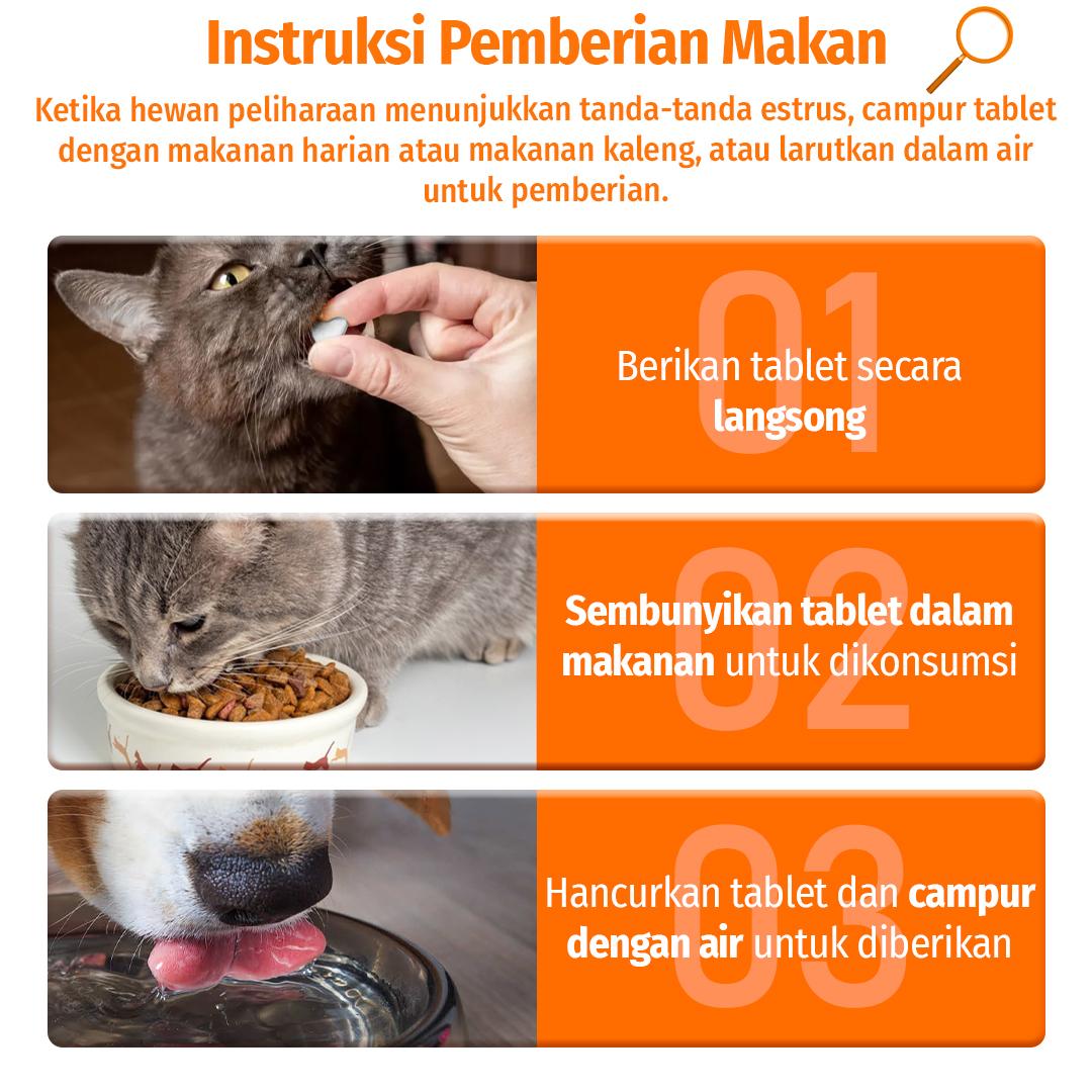 Cassiel Pet Estrus Suppressant Tablets Tablet Penekan Estrus Untuk Menenangkan Melolong Mengurangi Kecemasan Menenangkan Suasana Hati Anjing & Kucing