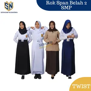 Seragam Nusantara Rok Span Belah 2 / Rempel 2 SMP Biru Hitam Putih Coklat Seragam Sekolah Bawahan Wanita Remaja SMP Rok Span Panjang Bahan Twist Kain Licin