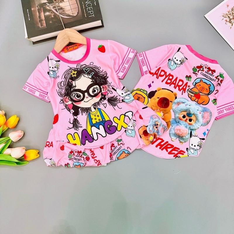 (10kg tới 45kg) Bộ áo cộc chân váy bí cho bé gái , chất thun lạnh mặc mát, chất mềm, mặc êm, hình in hoạt hình dễ thương , sắc nét, mặc bền Nữ Top Women đồ  vỗ bộ  dài bộ  dài