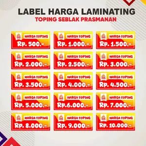LABEL HARGA TOPING SEBLAK PRASMANAN SUDAH DI LAMINATING