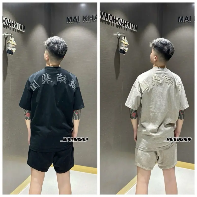 Bộ Quần Áo Nam A Đát Dập Nổi Dập Nổi Chữ Tàu QC Siêu Chất - Bộ Quần Áo Nam Chất Liệu Vải Cotton Cao cấp Co Dãn Bốn Chiều Thấm Hút Mồ Hôi 1