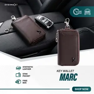 EVERNEXT Dompet Kunci Kendaraan Key Wallet Kulit Marc Gantungan Kunci Mobil Motor Dompet Kartu Dompet STNK