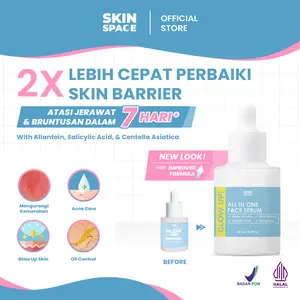 SKINSPACE GLOW UP ALL IN ONE SERUM - SERUM WAJAH MENCERAHKAN & PERBAIKI SKIN BARRIER - SOLUSI ATASI JERAWAT & BRUNTUSAN (BPOM) Acid Arbutin Niacinamide Memudarkan Hitam Berjerawat