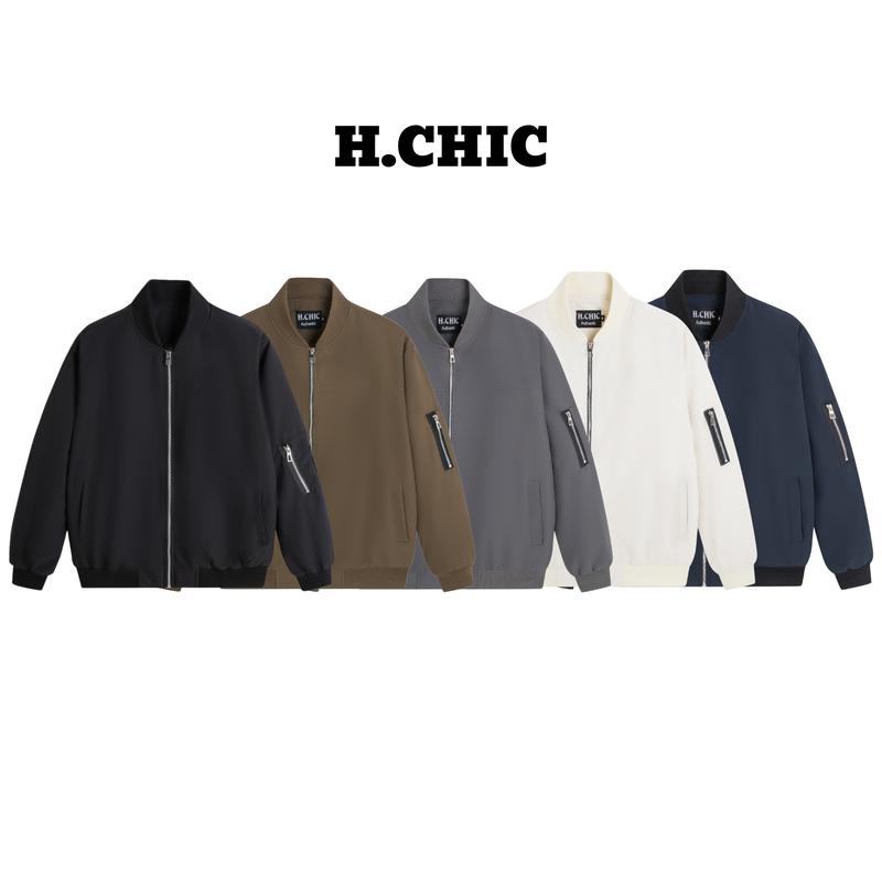 Áo khoác gió bomber Jacket Khóa Tay dù hai lớp trượt nước cản gió chống tia UV H.CHIC M002 Menswear Nam Nữ