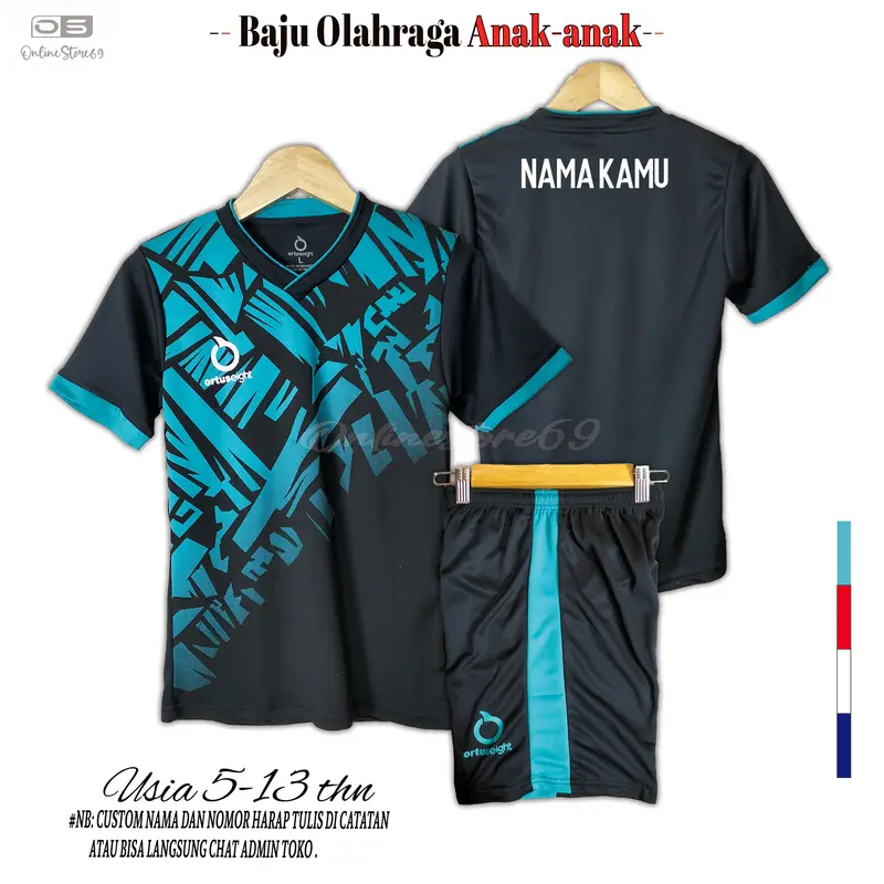 COD Custom nama baju futsal anak unisex/ jersey bola anak usia 5-13 thn Sport Outdoor 4