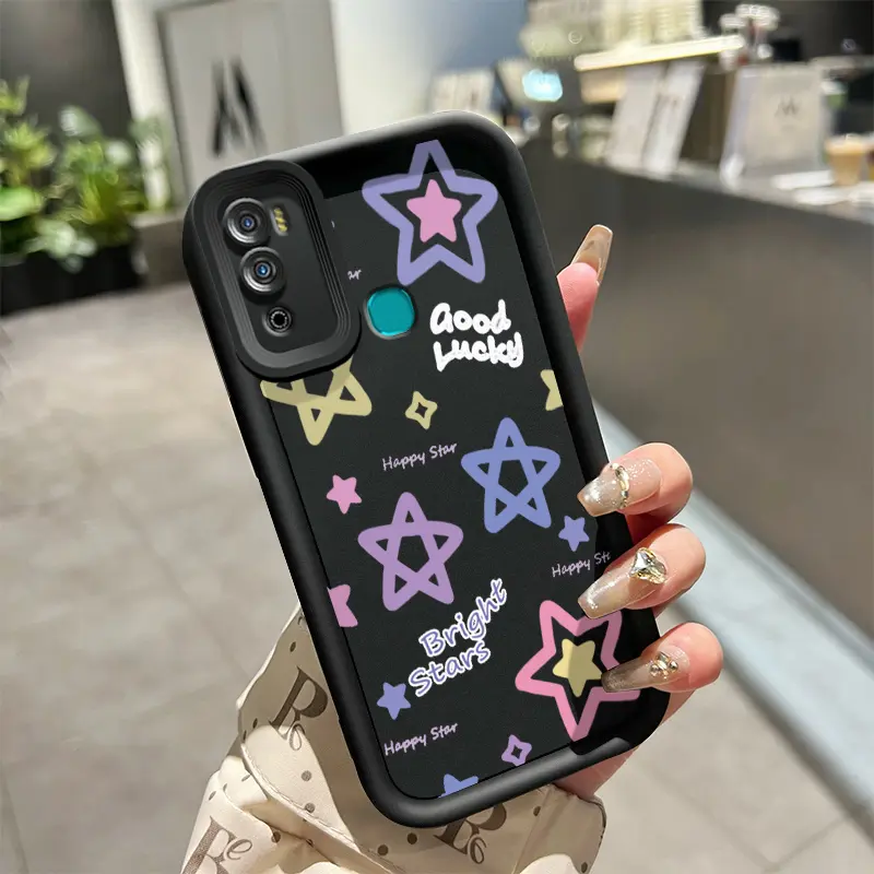 Casing Hp Untuk Infinix Hot 11 Play Hot 10 Play Hot 9 Play Case pola bintang keberuntungan HP gaya ganda pelindung silikon lunak pelindung Kesing Softcase