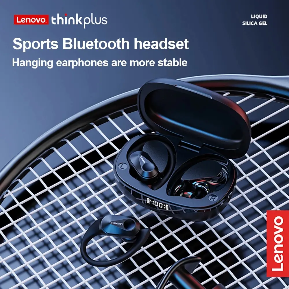หูฟังบลูทูธ 5.3, Lenovo LP75, หูฟังกีฬาไร้สาย TWS, หน้าจอแสดงผลดิจิตอล LED, หูฟังเกมมิ่งสเตอริโอคุณภาพสูง, เหมาะสำหรับการเล่นเกม
