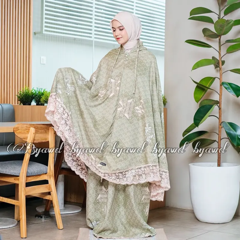 SEO ADHINATASHOP-mukena dewasa 2in1 printing shiren cocok han taran /Autumn Orange Muslim Renda mukenamurah cantik anggun 8