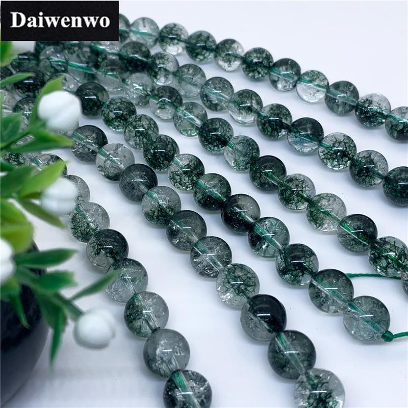 Product Introduction of Green Phantom Crystal Beads 6-12mm Round Natural Loose Stone Bead Diy Necklace 21