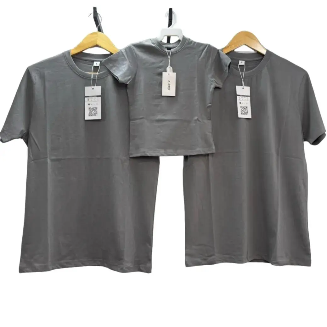 Family Set Baju T-shirt 100% cotton kain GSM220 Adult and Kids premium Quality kosong Unisex T-shirt regular cutting set keluarga