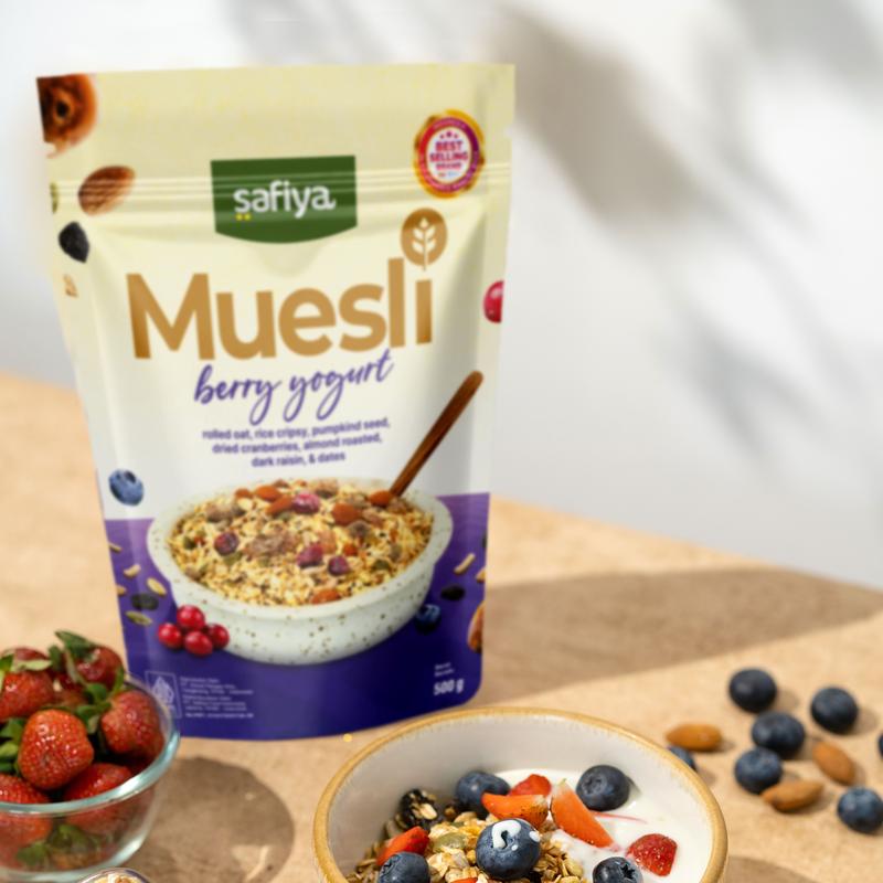 Safiya Muesli Berry Yogurt 1 Kg With Almond Sereal Oatmeal Premium 5