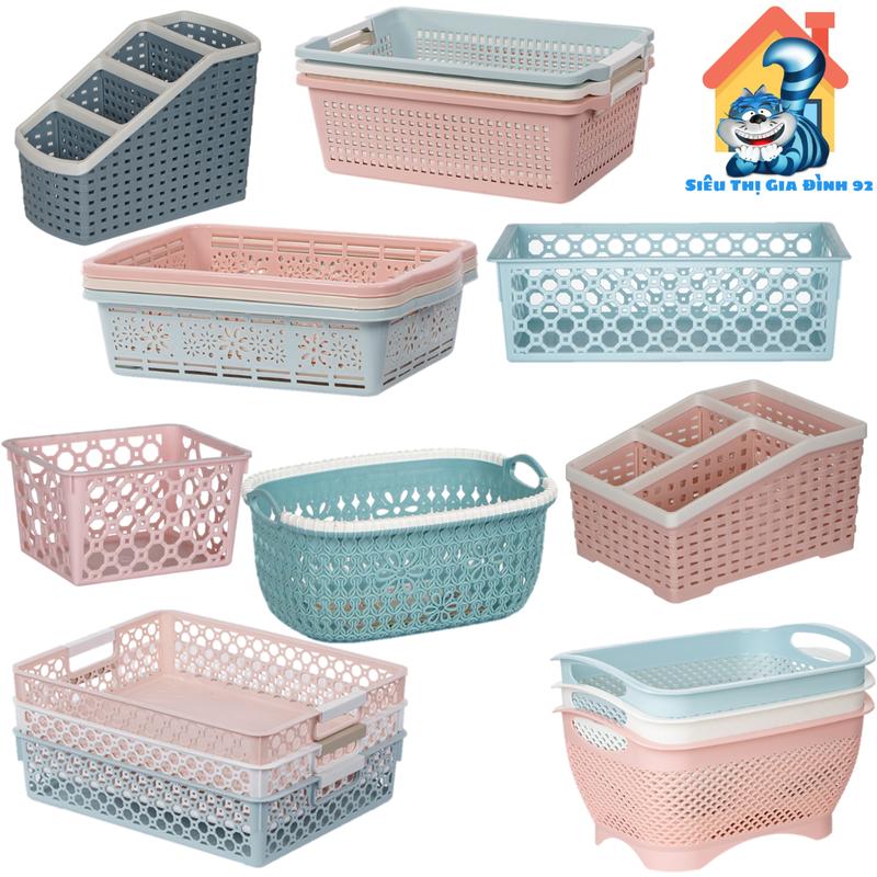 Rổ Đựng Đồ Đa Năng Có Quai Cầm Nhựa Việt Nhật, Khay chữ nhật đựng tài liệu, đồ dùng văn phòng