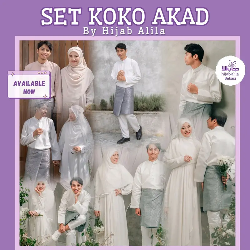 SET KOKO AKAD PENGANTIN PRIA BROKEN WHITE HIJAB ALILA (Atasan & Celana, Tidak Termasuk Songket) 0