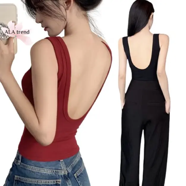 【SG stock】Low Back Padded Tank Top Vest Top Camisoles Singlet Bra Top U back B63