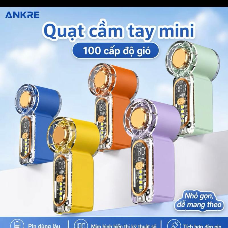 S2 MINI Quạt Tay Tốc Độ Cao 2 Trong 1, Đèn LED chiếu sáng, Làm mát nhanh, Quạt…