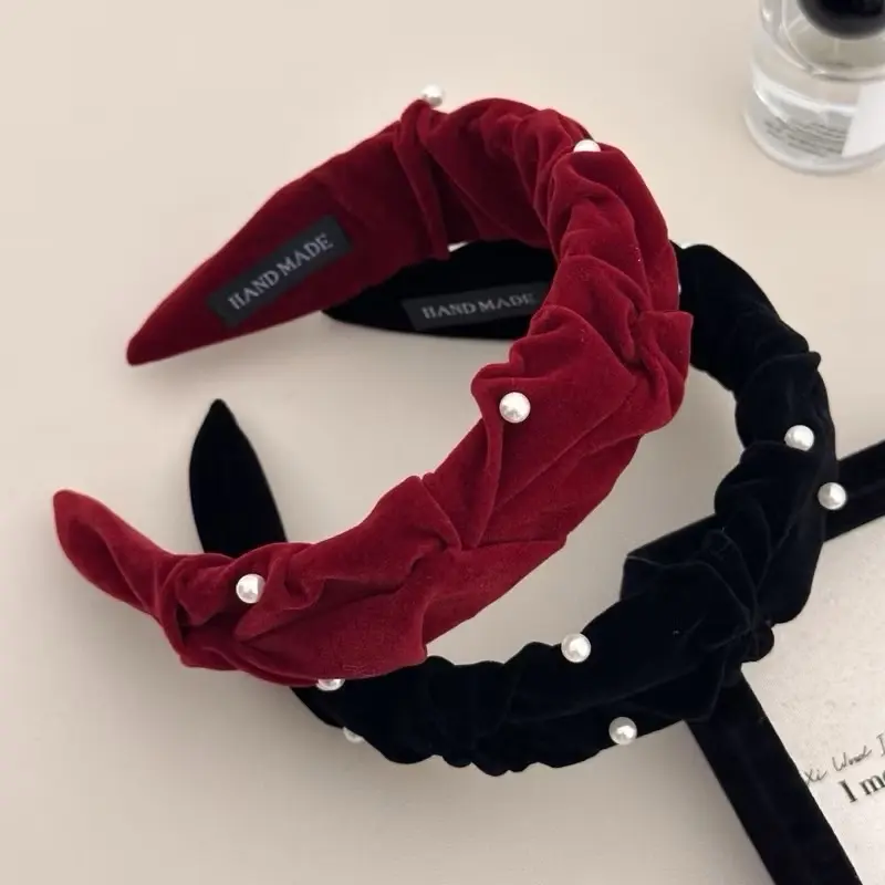 ￼CAROL Babdo Korea Suede mutiara / Korean Headband with pearl / Suede Headband 2