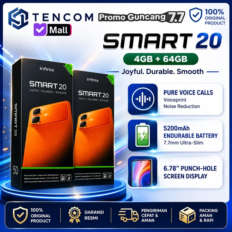 Infinix Smart 20 4GB 128GB 64GB Garansi Resmi
