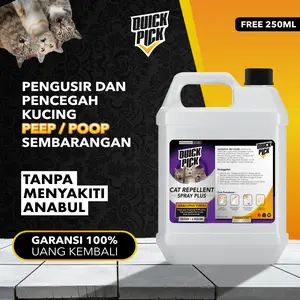 SPRAY PENGUSIR ANTI PUP KUCING QUICKPICK (GRATIS 250ML) Cat Repellent Aromatic Parfum 100ML 250ML 1L Obat Cairan TIDAK BERACUN BAHAN ALAMI Semprotan Pembasmi Anabul Liar/Bandel Cegah Pipis Kencing Berak Sembarangan bukan Wiselie Seroxil Opi