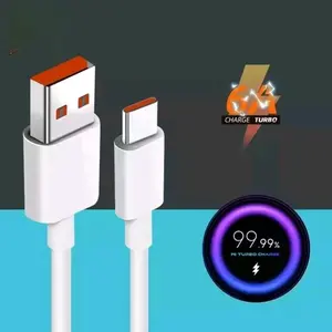 Kabel Data Type C TURBO Charger Xiomi Fast Charging Turbo 6A 100Cm Support 33W 67W 120W White Cable