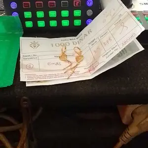 Anting emas muda motif love full jurai 3,5gr dapat surat