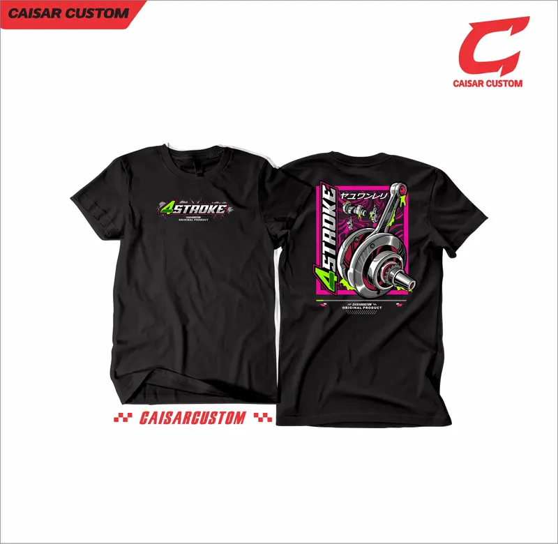 Kaos Distro Racing 4 Tak Four Stroke Engine Indonesia Racing CB GL Tiger Herek - Combed, Sablon 0