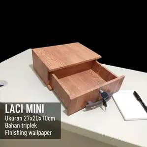 Laci Mini Serbaguna Tanpa Sekat 27x20x20cm Bahan Triplek Finishing Wallpaper Free 2 Kunci Meja