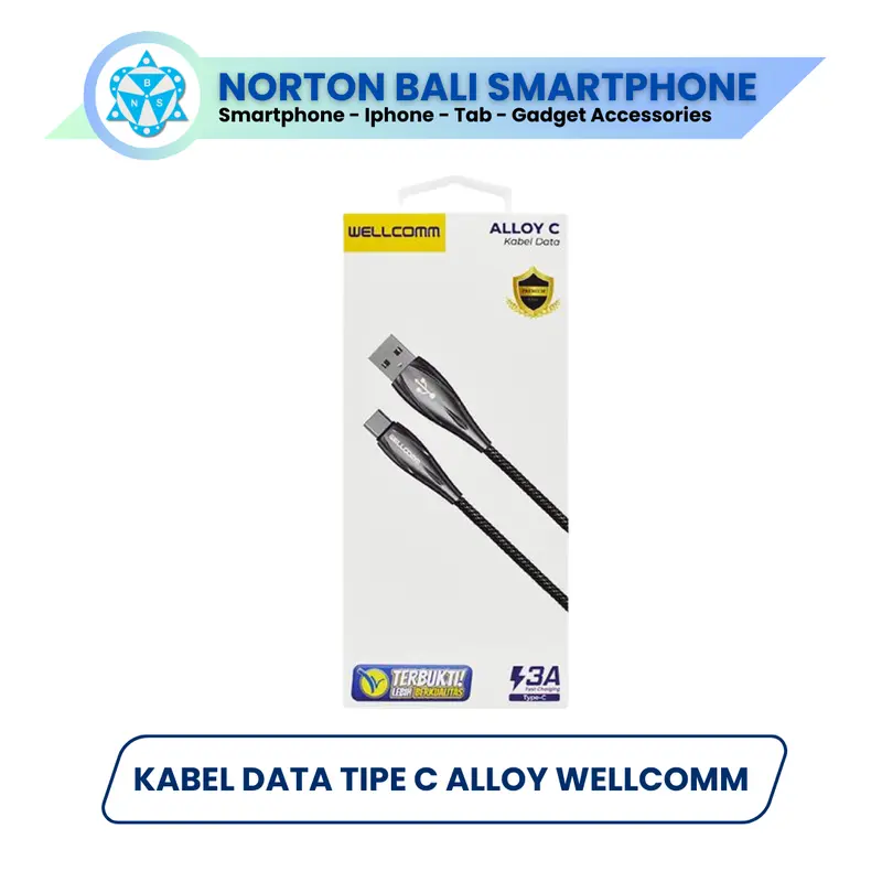 Kabel Data Tipe C Alloy Wellcomm - Kabel Pengisian Cepat 0